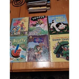 Little Golden Books Hardcover Lot Tootle Scuffy Poky Puppy Illustrated Set